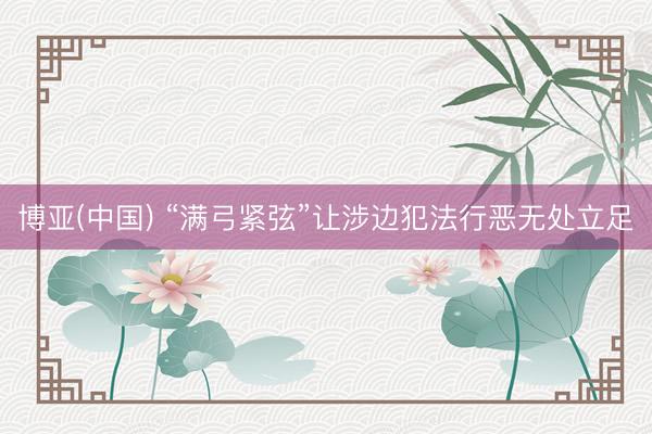 博亚(中国) “满弓紧弦”让涉边犯法行恶无处立足