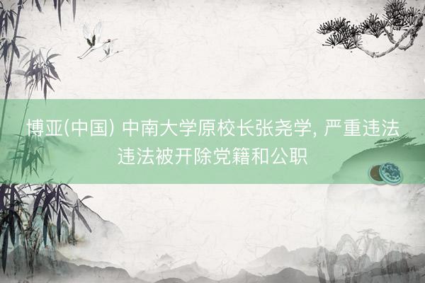 博亚(中国) 中南大学原校长张尧学， 严重违法违法被开除党籍和公职