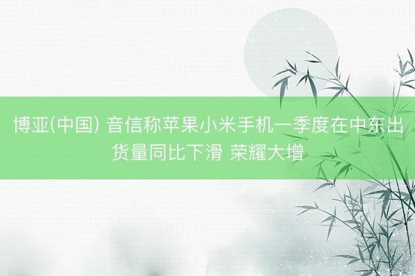 博亚(中国) 音信称苹果小米手机一季度在中东出货量同比下滑 荣耀大增