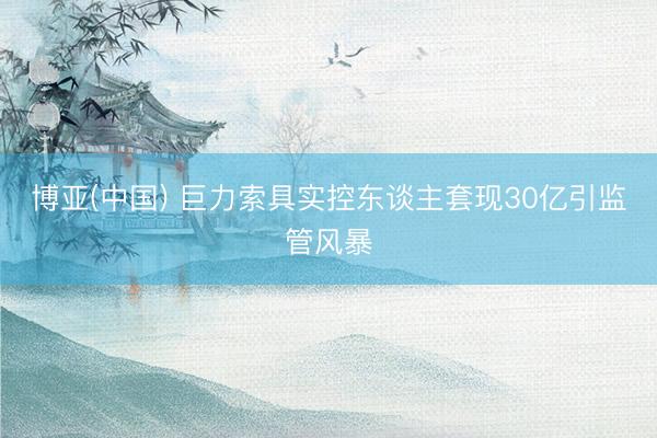 博亚(中国) 巨力索具实控东谈主套现30亿引监管风暴
