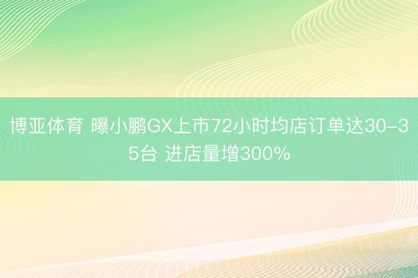 博亚体育 曝小鹏GX上市72小时均店订单达30-35台 进店量增300%