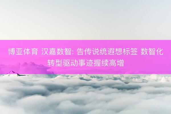 博亚体育 汉嘉数智: 告传说统遐想标签 数智化转型驱动事迹握续高增