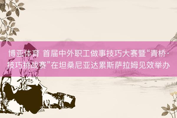 博亚体育 首届中外职工做事技巧大赛暨“青桥·技巧挑战赛”在坦桑尼亚达累斯萨拉姆见效举办