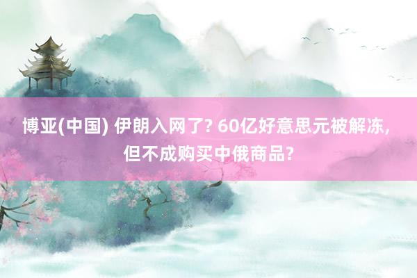 博亚(中国) 伊朗入网了? 60亿好意思元被解冻, 但不成购买中俄商品?